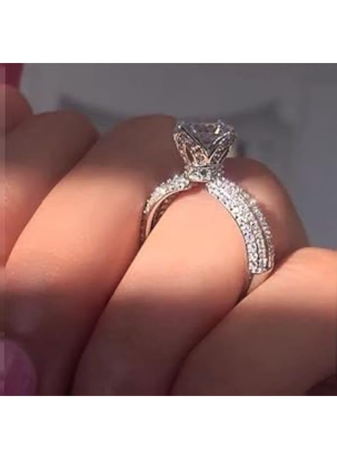 925 Italian Silver Ring White Gold Plated. - Image 4
